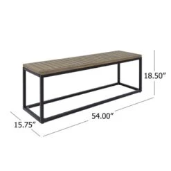 Christopher Knight Home Jeco 54" Outdoor Acacia Wood Bench, Gray/Black -VIDAXL Sale Store GUEST 63760fcd 0f52 4112 8269 c35bdc90f3a3