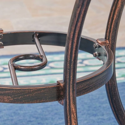 Tucson 32.5" Round Cast Aluminum Dining Table - Copper - Christopher Knight Home 3 Tucson 32.5" Round Cast Aluminum Dining Table - Copper - Christopher Knight Home - Image 3