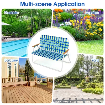 Costway 2-Person Folding Chair With Armrest 661 LBS Load Capacity For Camping Beach 6 Costway 2-Person Folding Chair With Armrest 661 LBS Load Capacity For Camping Beach - Image 6