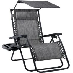 Best Choice Products Folding Zero Gravity Recliner Patio Lounge Chair W/ Canopy Shade, Headrest, Tray -VIDAXL Sale Store GUEST 64319de2 4d97 46ce b6db 63a82879d423