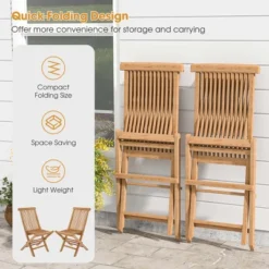 Costway 2 PCS Patio Folding Chair Teak High Back Dining Slatted Seat Portable Outdoor -VIDAXL Sale Store GUEST 644f67a4 ba8e 4bfc ac1d 9486b494992a