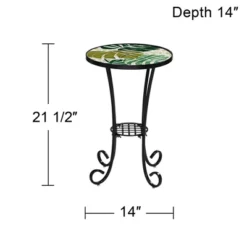 Teal Island Designs Tropical Black Round Outdoor Accent Side Tables 14" Wide Set Of 2 Green Leaves Mosaic Tabletop Front Porch Patio Home House 12 Teal Island Designs Tropical Black Round Outdoor Accent Side Tables 14" Wide Set Of 2 Green Leaves Mosaic Tabletop Front Porch Patio Home House -VIDAXL Sale Store GUEST 646288f8 d5ac 4523 a679 666c5bcec42f