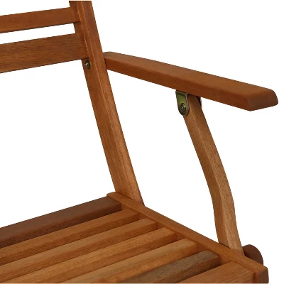 Sunnydaze Decor Sunnydaze Outdoor Meranti Wood With Teak Oil Finish Folding Patio Dining Table And Chairs - Brown - 5pc 7 Sunnydaze Decor Sunnydaze Outdoor Meranti Wood With Teak Oil Finish Folding Patio Dining Table And Chairs - Brown - 5pc - Image 7