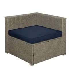 6pc Outdoor Rattan Wicker Set With Sectional, Chairs, Accent Table & Ottoman - Gray/Navy - GODEER -VIDAXL Sale Store GUEST 653cf01e 13f4 4128 ac95 e5b299999163