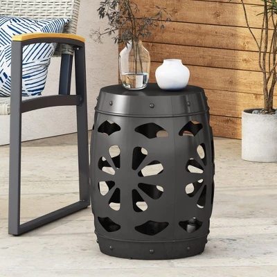 PAGED Modern Round Outdoor Side Table,16.54 Inch Iron Patio End Tables For Backyard,Pool, Indoor Companion,Durable And Stable 5 PAGED Modern Round Outdoor Side Table,16.54 Inch Iron Patio End Tables For Backyard,Pool, Indoor Companion,Durable And Stable - Image 5