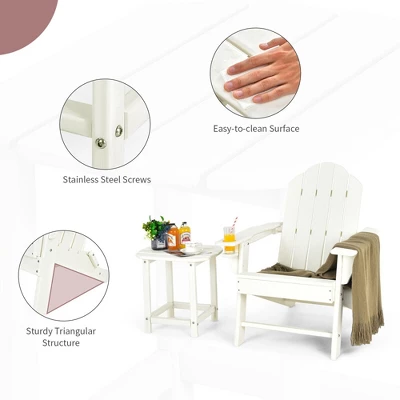 Costway 3PCS Patio Adirondack Chair & Side Table Set Weather Resistant W/ Cup Holder 4 Costway 3PCS Patio Adirondack Chair & Side Table Set Weather Resistant W/ Cup Holder - Image 4