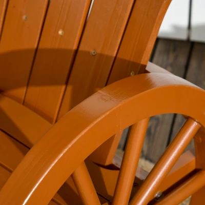 Outsunny Adirondack Rocking Chair With Slatted Design And Oversize Back For Porch, Poolside, Or Garden Lounging, Teak 4 Outsunny Adirondack Rocking Chair With Slatted Design And Oversize Back For Porch, Poolside, Or Garden Lounging, Teak - Image 4