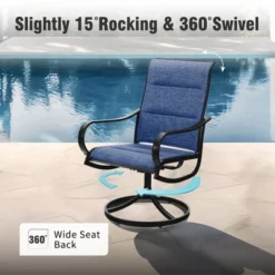 Captiva Designs 8pc Patio Dining Set With Rectangular Steel Table & Padded Sling Swivel Chairs & Market Umbrella -VIDAXL Sale Store GUEST 6849a259 ebe5 4be1 8b07 ca8d9ac4fdb0