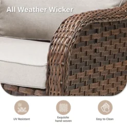 Buenhomino 5 Piece Patio Furniture Set, Wicker Patio Conversation Sets With Swivel Chairs, Outdoor Loveseat Sofa Sets With 2 Ottomans For Backyard -VIDAXL Sale Store GUEST 699b9ec5 b3b5 470d b774 8b962381d374