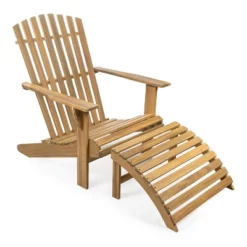 Saranac 2-Piece Traditional Rustic Acacia Wood Adirondack Chair With Detachable Ottoman- JONATHAN Y -VIDAXL Sale Store GUEST 69ff9478 dd42 4a79 a807 0e2a60a11183