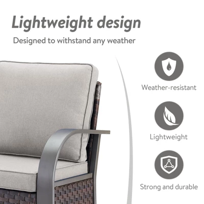 POCASSY 4 Piece Patio Furniture Set With Swivel Chairs And Ottomans, Metal Armrest Swivel Outdoor Chair Set Brown Wicker Swivel Patio Chairs For Porch 8 POCASSY 4 Piece Patio Furniture Set With Swivel Chairs And Ottomans, Metal Armrest Swivel Outdoor Chair Set Brown Wicker Swivel Patio Chairs For Porch - Image 8