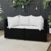 VidaXL Patio Corner Sofa Black PE Rattan, Powder-coated Steel, Polyester