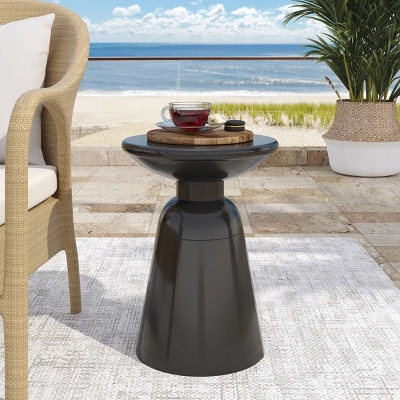 1 Piece Round Iron Outdoor Side Table,Small Round Minimalist Design End Table For Garden Backyard,No Assembly Required-Coolbibila 7 1 Piece Round Iron Outdoor Side Table,Small Round Minimalist Design End Table For Garden Backyard,No Assembly Required-Coolbibila - Image 7