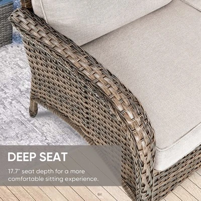 POCASSY Outdoor Sectional Sofa, L Shaped Sectional Couch With All Weather Wicker And Olefin Fabric Cushion Cover, 2 Pieces Sectional Sofa For Balcony 7 POCASSY Outdoor Sectional Sofa, L Shaped Sectional Couch With All Weather Wicker And Olefin Fabric Cushion Cover, 2 Pieces Sectional Sofa For Balcony - Image 7