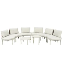 Outdoor Sectional Sofa Set, 8 Pcs Half Moon Sofa With Tempered Glass Coffee Tables, Sofa With Aluminum Frame And PE Cushions-Coolbibila -VIDAXL Sale Store GUEST 6c3b50c1 ef61 424a af70 a67add07e3ec