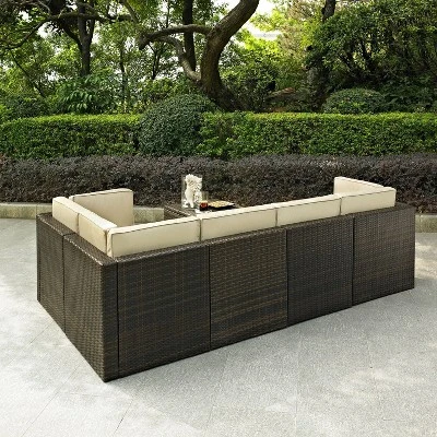 Palm Harbor 6pc All-Weather Wicker Patio Seating Set - Sand - Crosley 7 Palm Harbor 6pc All-Weather Wicker Patio Seating Set - Sand - Crosley - Image 7