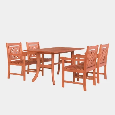Malibu 5pc Wood Outdoor Patio Dining Set - Tan - Vifah 1 Malibu 5pc Wood Outdoor Patio Dining Set - Tan - Vifah