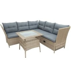 4pc Wicker Adjustable Patio Seating Set With Cushions - Natural/Gray - GODEER 18 4pc Wicker Adjustable Patio Seating Set With Cushions - Natural/Gray - GODEER -VIDAXL Sale Store GUEST 6db41dec 087c 4196 ab58 91a67f09b7f9