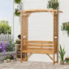 Outsunny Patio Garden Bench Arbor Arch With Pergola And 2 Trellises, 3 Seat Natural Wooden Outdoor Bench For Grape Vines & Climbing Plants -VIDAXL Sale Store GUEST 6de8157e 6816 4289 88bd 138e7c1f6f22
