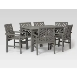 7pc Slatted Chevron Acacia Patio Dining Set - Saracina Home -VIDAXL Sale Store GUEST 6e586955 cdb3 42a6 b92d 73b8e77d8e6a