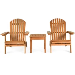 Tangkula Outdoor 3 Pieces Adirondack Chair Patio Furniture Set Eucalyptus Wood -VIDAXL Sale Store GUEST 6eeda94e a0fa 46c3 8d18 dfeb15fc1bfd