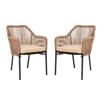 Merrick Lane Outdoor Furniture Sets 2 Piece All-Weather Woven Patio Chairs With Cushions 17 Merrick Lane Outdoor Furniture Sets 2 Piece All-Weather Woven Patio Chairs With Cushions - Image 17