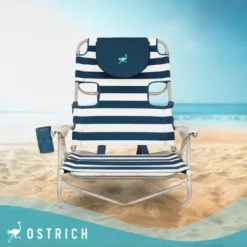 Camco Ostrich 3N1 Outdoor Lightweight Aluminum 5-Position Reclining Beach Chair And On-Your-Back Outdoor Lounge 5-Position Beach Chair, Striped Blue -VIDAXL Sale Store GUEST 6f9b791f a4f3 4a04 9c6a 0225bbe12e18