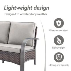 POCASSY 3 Pieces Patio Sofa Set, Patio Furniture Set With Patio Couch And Swivel Patio Chair, Metal Armrest All Weather Wicker Patio Set For Porch -VIDAXL Sale Store GUEST 706e94d1 5bb4 4dc9 90b7 afe700dad3b1