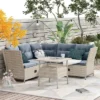 4pc Wicker Adjustable Patio Seating Set With Cushions - Natural/Gray - GODEER -VIDAXL Sale Store GUEST 70c34eb7 8186 4267 8ae6 6fe4116d56a6