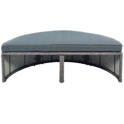 2pc Outdoor Wicker Conversation Sectional Set With Cushions & Half-Moon Side Table For Umbrella - Gray - GODEER 14 2pc Outdoor Wicker Conversation Sectional Set With Cushions & Half-Moon Side Table For Umbrella - Gray - GODEER - Image 14