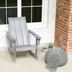Costway Patio Adirondack Rocking Chair All Weather HDPE Porch Rocker 330lbs Grey Outdoor -VIDAXL Sale Store GUEST 714042ee 38f0 49bd a3ec 9db20e5b3248