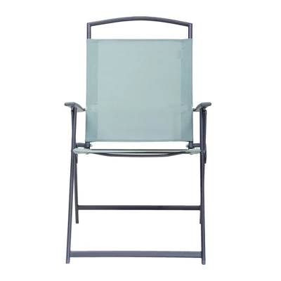 5pc Outdoor Steel Dining Set With Folding Chairs & Square Glass Table Top Green - Crestlive Products 3 5pc Outdoor Steel Dining Set With Folding Chairs & Square Glass Table Top Green - Crestlive Products - Image 3