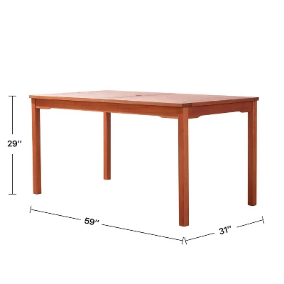 Azen Dylan Rectangular Coastal Eucalyptus Hardwood Patio Dining Table Red Brown 6 Azen Dylan Rectangular Coastal Eucalyptus Hardwood Patio Dining Table Red Brown - Image 6