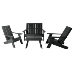 Italica 4pc Outdoor Set With Modern Adirondack Chairs, Double Wide Adirondack Chairs & Table - Highwood -VIDAXL Sale Store GUEST 744d2d48 c4c0 4886 b5aa f89fcfa52480
