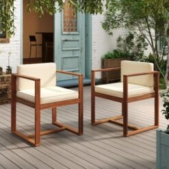 DSVIMOY 2 Pieces Outdoor Dining Chairs Set With Arm, Dining Chair For Patio, Beige, 23"*24.75"*31.5" -VIDAXL Sale Store GUEST 7493394a 12fc 420a a383 70c1435de08b