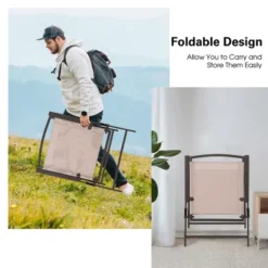 Costway 2 Pcs Patio Folding Sling Dining Chairs Armrests Steel Frame Outdoor Beige/Grey 13 Costway 2 Pcs Patio Folding Sling Dining Chairs Armrests Steel Frame Outdoor Beige/Grey -VIDAXL Sale Store GUEST 76259281 fb1d 4ee6 9614 44d3b6ae0766