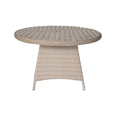 International Concepts Wicker Round Outdoor Patio Dining Table Beige: Aluminum Frame, 6-Seater, Umbrella Hole 1 International Concepts Wicker Round Outdoor Patio Dining Table Beige: Aluminum Frame, 6-Seater, Umbrella Hole