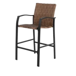 ELJGET 3 Piece Outdoor Bar Stools Set, Outdoor Wicker Patio Bar Height Stools Set With Glass Table Top For Garden, Deck, Balcony, Brown -VIDAXL Sale Store GUEST 7651dbc9 1b4d 4e91 a2b3 2384af248787