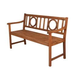 Apollo 3-Seat Circle-Back Acacia Wood Outdoor Garden Patio Bench - JONATHAN Y -VIDAXL Sale Store GUEST 78fce7cf ae9f 4584 8a4d 8dba966521ba