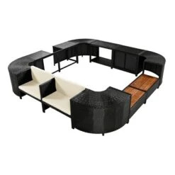 105 In Rattan Spa Surround Sofa Set With Waterproof Cushions And Storage Cabinets, Outdoor Sectional Sofa For Hot Tub & Backyard-Cuddlewood -VIDAXL Sale Store GUEST 795b0549 627b 463c 8306 eccc8acc0773
