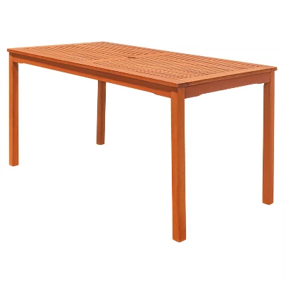 Azen Dylan Rectangular Coastal Eucalyptus Hardwood Patio Dining Table Red Brown 1 Azen Dylan Rectangular Coastal Eucalyptus Hardwood Patio Dining Table Red Brown
