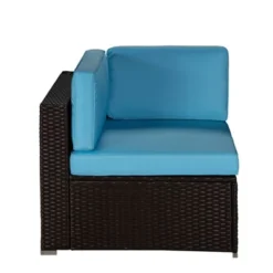 5pc Rattan Wicker Outdoor Conversation Set - Gray/Blue - GODEER -VIDAXL Sale Store GUEST 7aba883a 5106 4d2a 926b 1b42daf6b6b1