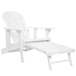 DSVIMOY Adirondack Chair, Folding Outdoor Chair With Extendable Leg Rest, Patio Lawn Chair For Outside Garden Backyard, White, 60"*29.72"*33.66"