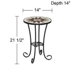 Teal Island Designs Modern Black Round Outdoor Accent Side Table 14" Wide Brown Sunburst Mosaic Tabletop For Front Porch Patio House -VIDAXL Sale Store GUEST 7bf3d812 b863 4091 9bf7 c37c3e512ac7