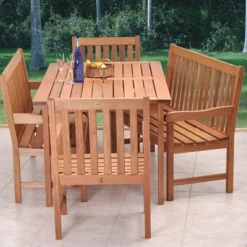 Milano 5pc Patio Eucalyptus Wood Bench Dining Set - International Home Miami -VIDAXL Sale Store GUEST 7c765a57 c869 47e5 b8e3 56db8124e9e6