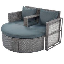 2pc Outdoor Wicker Conversation Sectional Set With Cushions & Half-Moon Side Table For Umbrella - Gray - GODEER 22 2pc Outdoor Wicker Conversation Sectional Set With Cushions & Half-Moon Side Table For Umbrella - Gray - GODEER -VIDAXL Sale Store GUEST 7cc84167 ac8e 490e 9ac9 79bae8adb70b