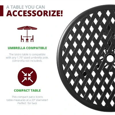 Kinger Home Ekta 3-Piece Patio Bistro Set 4 Kinger Home Ekta 3-Piece Patio Bistro Set - Image 4