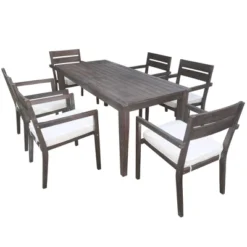 7-Piece Outdoor Dining Set, All-Weather Patio Furniture Set With Dining Table And Chairs, Acacia Wood Frame - ModernLuxe 18 7-Piece Outdoor Dining Set, All-Weather Patio Furniture Set With Dining Table And Chairs, Acacia Wood Frame - ModernLuxe -VIDAXL Sale Store GUEST 7cf2a213 a9d8 48a7 956d 65281fd5365a