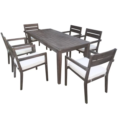 7-Piece Outdoor Dining Set, All-Weather Patio Furniture Set With Dining Table And Chairs, Acacia Wood Frame - ModernLuxe 7 7-Piece Outdoor Dining Set, All-Weather Patio Furniture Set With Dining Table And Chairs, Acacia Wood Frame - ModernLuxe - Image 7