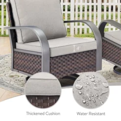 POCASSY 3 Pieces Patio Sofa Set, Patio Furniture Set With Patio Couch And Swivel Patio Chair, Metal Armrest All Weather Wicker Patio Set For Porch -VIDAXL Sale Store GUEST 7d569dd1 9f76 4583 906f 518e1e2c9e62 1